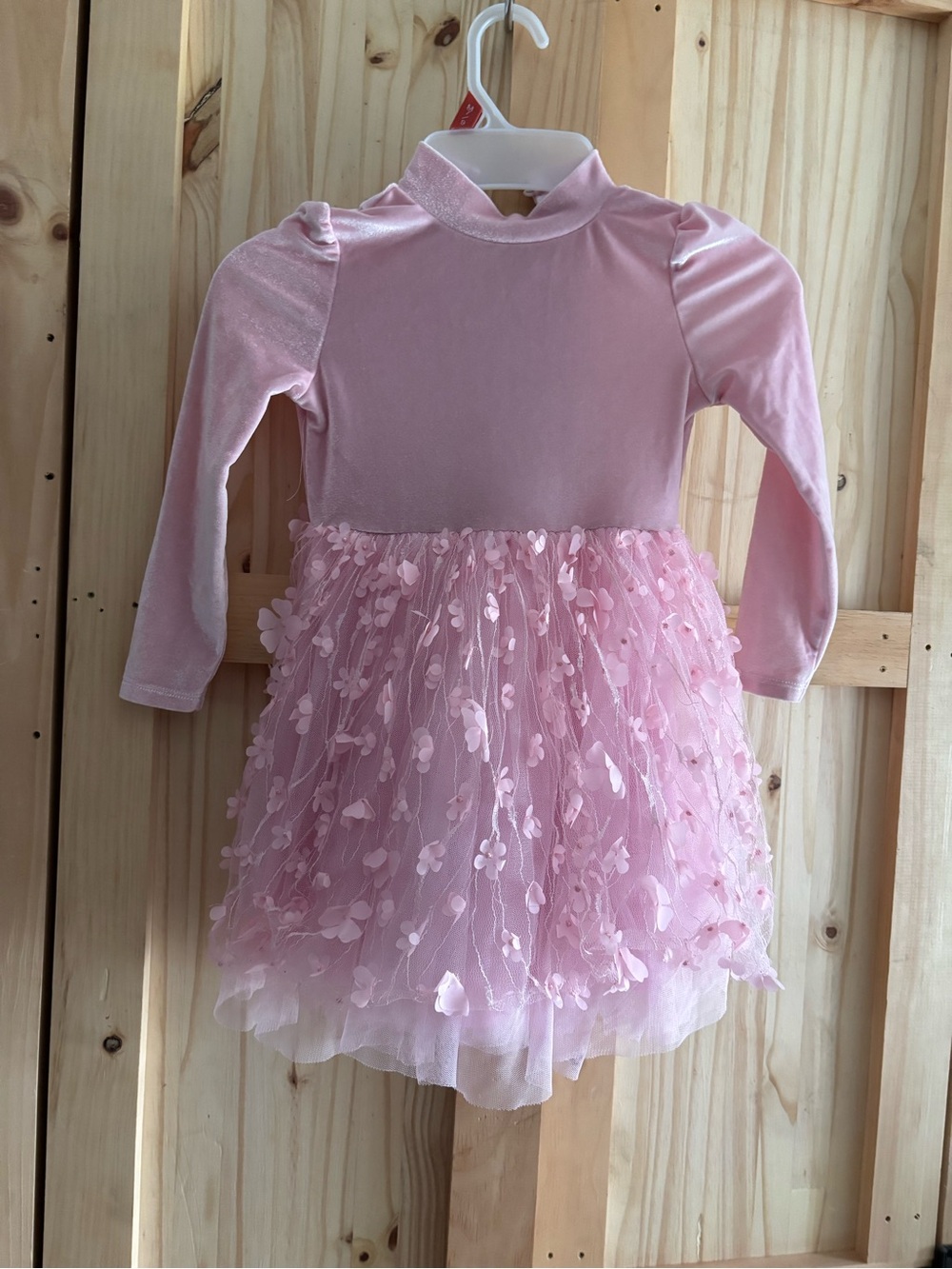 btween Pink Floral Tulle Party Dress